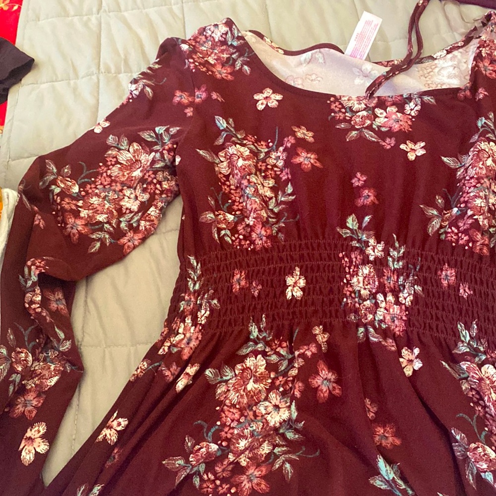 Floral long sleeve midi dress